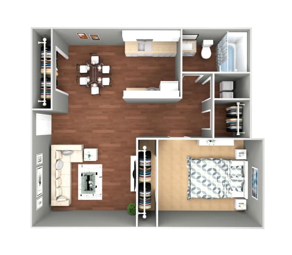 Floor Plan  Farmington View  1 bedroom 1 bathroom floorplan