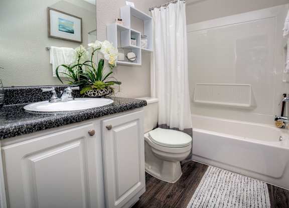 Bathrooms are modern and updated in all Lincoln Shores apartment homes.