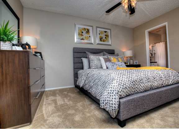 Soft on the feet, there is wall-to-wall carpeting in every bedroom.