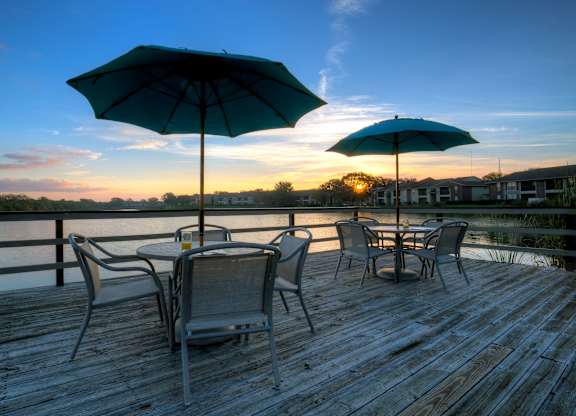 Lake views can be enjoyed from one of the pool decks.