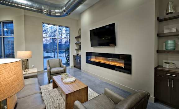 Clubhouse fireplace at Lofts at Zebulon, Macon, GA, 31210