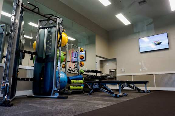 There is a free weights area in the fitness center.