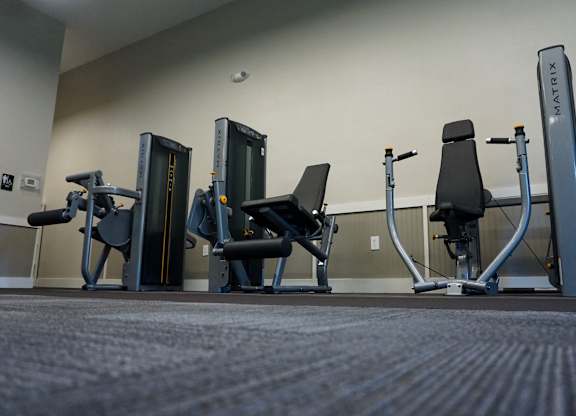 Strength training equipment is also part of the 24 hour fitness center.
