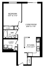 One Bedroom Floor Plan