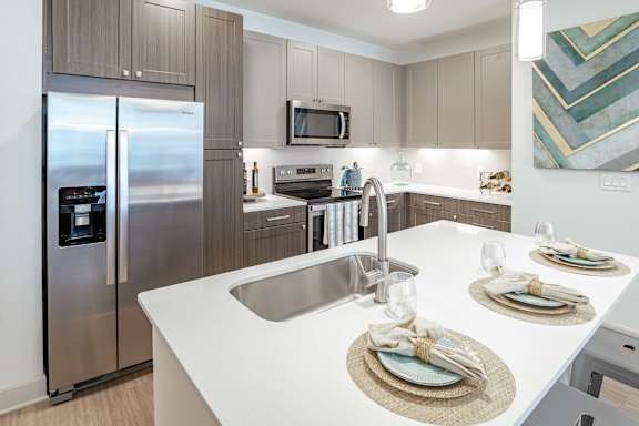 Modern kitchen at The Glover House Apartments, Washington, District of Columbia