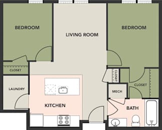 2 Bedroom, 1 Bath