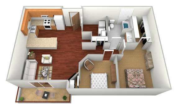 Floor Plan  2 Bed 1 Bath Floor Plan at Shadow Ridge Apartments, North Dakota