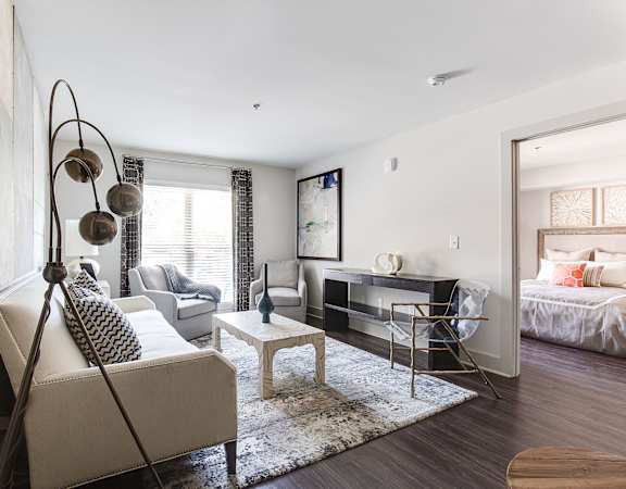 Living room and bedroom at The Metro Apartments, Atlanta, GA