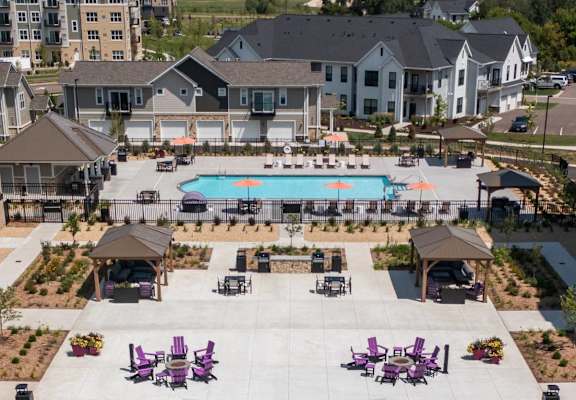 Aerial Courtyard View at The Edison at Woodbury, Woodbury