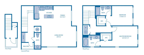 Two Bedroom Floor Plan Two Bedroom Floor Plan at Horizon at Miramar, Miramar, Florida