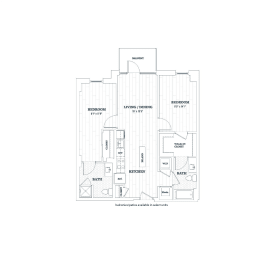  Floor Plan 2 Bedroom - 2 Bath | b12
