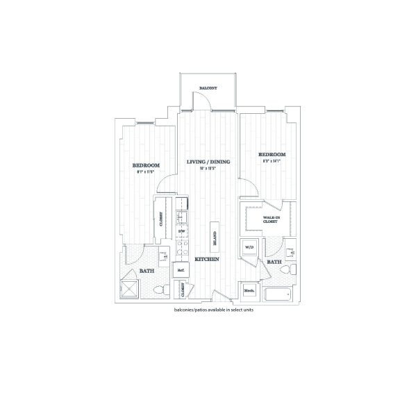 Floor Plan  2 Bedroom - 2 Bath | b12