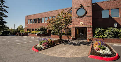 Lewis and Clark Office Building entry and parking lot