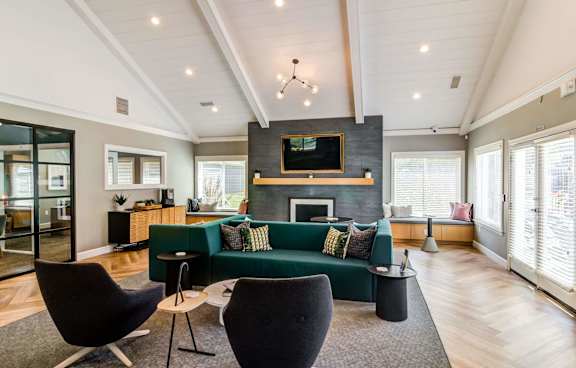 Living Area with Green Couch at The Arden, Oregon