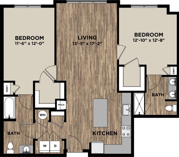 (B6) Two Bedrooms Two Bathrooms FP Layout at Arlo, Malvern, PA