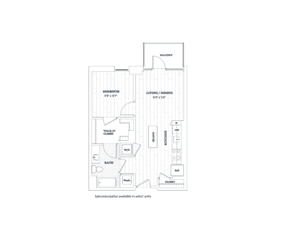 Floor Plan 1 Bedroom - 1 Bath | a05