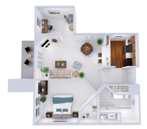  Floor Plan Virginian II - 1 Bed, 1 Bath w/ Den