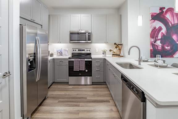 Modern kitchen at The Glover House Apartments, Washington, District of Columbia