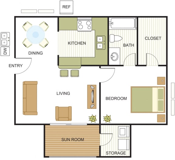 A2 Floor Plan at Newport Apartments, CLEAR Property Management, Irving, TX, 75062
