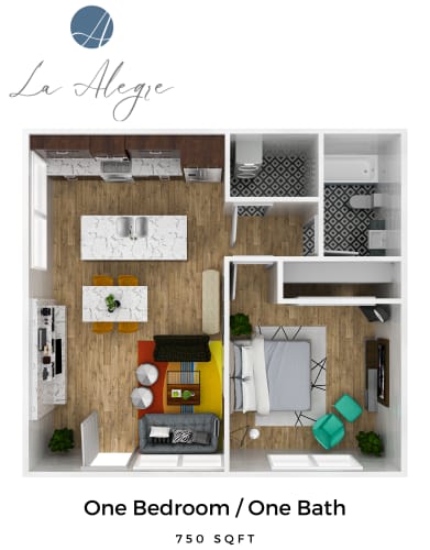 Floor Plan  One Bedroom w/ Carport