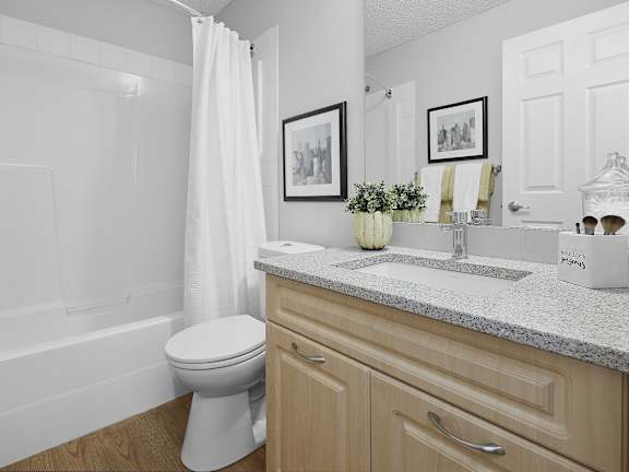 a bathroom with a sink and a toilet and a shower
