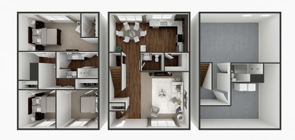 three bedroom townhome floor plan