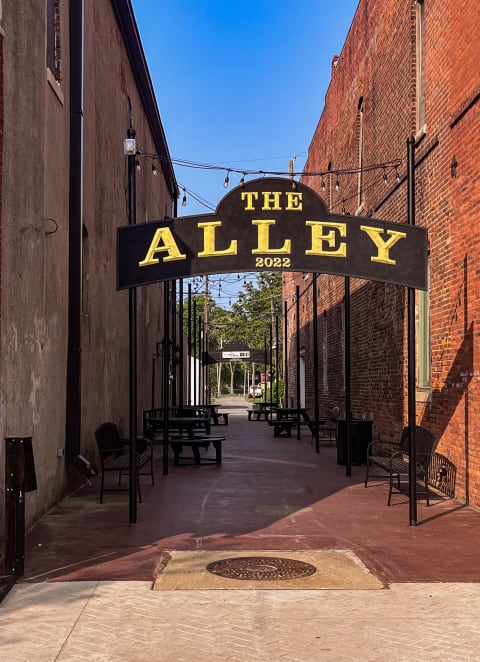 the sign for the alley at Ridgeview, Fortville, Indiana