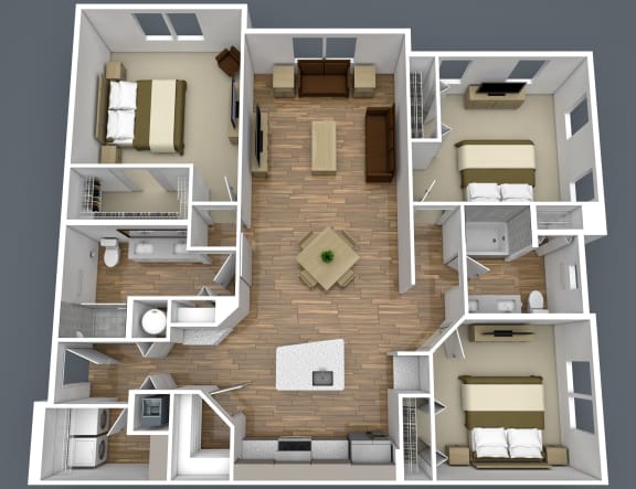 Floor Plan  3 Bedroom Floor Plan at Centre Pointe Apartments, Melbourne, FL