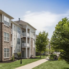 our apartments at the reserves feature a spacious courtyard with green grass and trees