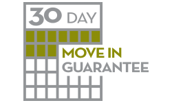 a calendar with the words 30 day move in guarantee on it