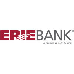 The image is a logo of a bank named ERIE BANK which is a division of CNB Bank.