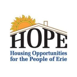 A logo for HOPE Housing Opportunities for the People of Erie.