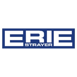 A blue and white logo with the word "ERIE" in large letters and "STRAYER" in smaller letters below it.