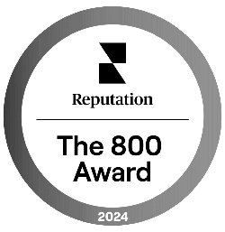 a round sticker with a logo for the 800 award