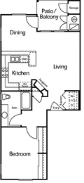 Albany One Bedroom One Bathroom Floor Plan