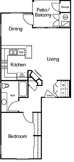 Floor Plan  Albany One Bedroom One Bathroom Floor Plan