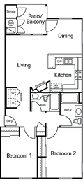 Hartford Two Bedroom Two Bathroom Floor Plan
