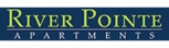 the logo for river pointe apartments on a blue sign