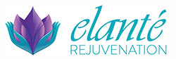 A logo with a purple lotus flower and the words "clante rejuvenation" in blue.