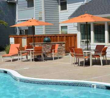 lounge area next to the pool