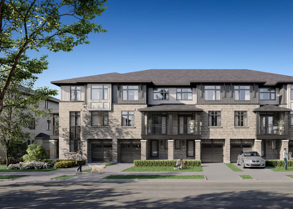a rendering of an apartment building on a city street
