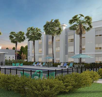 Resort-Style Pool at River Canyon at Merced Affordable Apartments