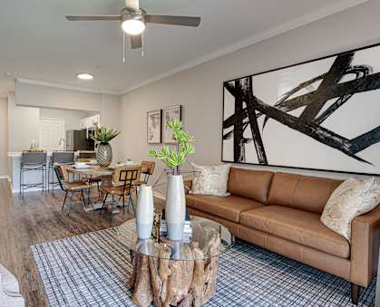 Living Room with Art at Highland Luxury Living, Texas