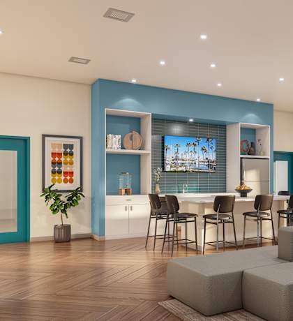 Clubhouse at Lakeland Senior Apartments in Santa Fe Springs CA