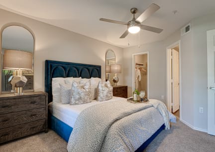 Bedroom With Ceiling Fan at Knox Allen Station, Allen, TX, 75002