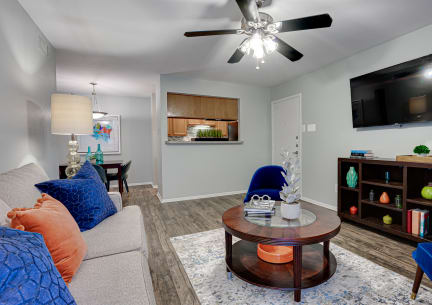 Living Room With Kitchen at Southern Oaks, Fort Worth, TX