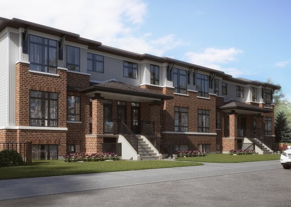 a rendering of an apartment building on a city street