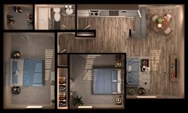 2 bed/1 bath Floor Plan at The Wick, College Station