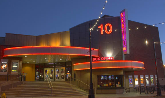the 10 box office building at night