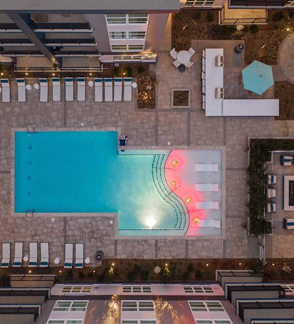 arial view of the pool at the ace hotel